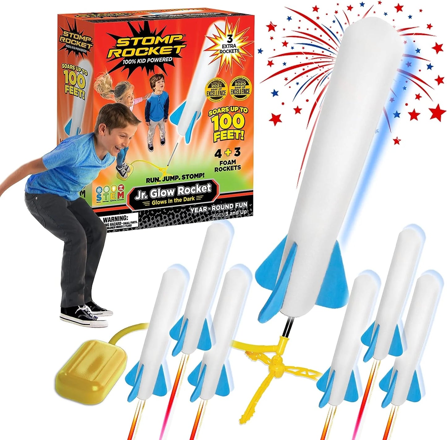 Junior Glow Stomp Rocket With 7 Rockets