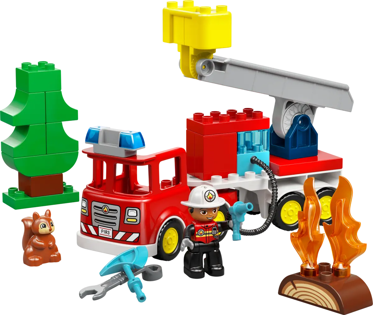Lego Duplo Fire Truck With Hose And Firefighter