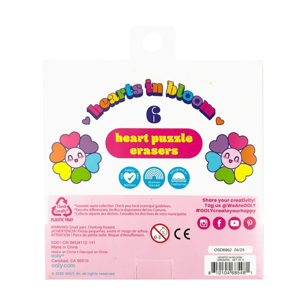 Hearts In Bloom Erasers Set of 6