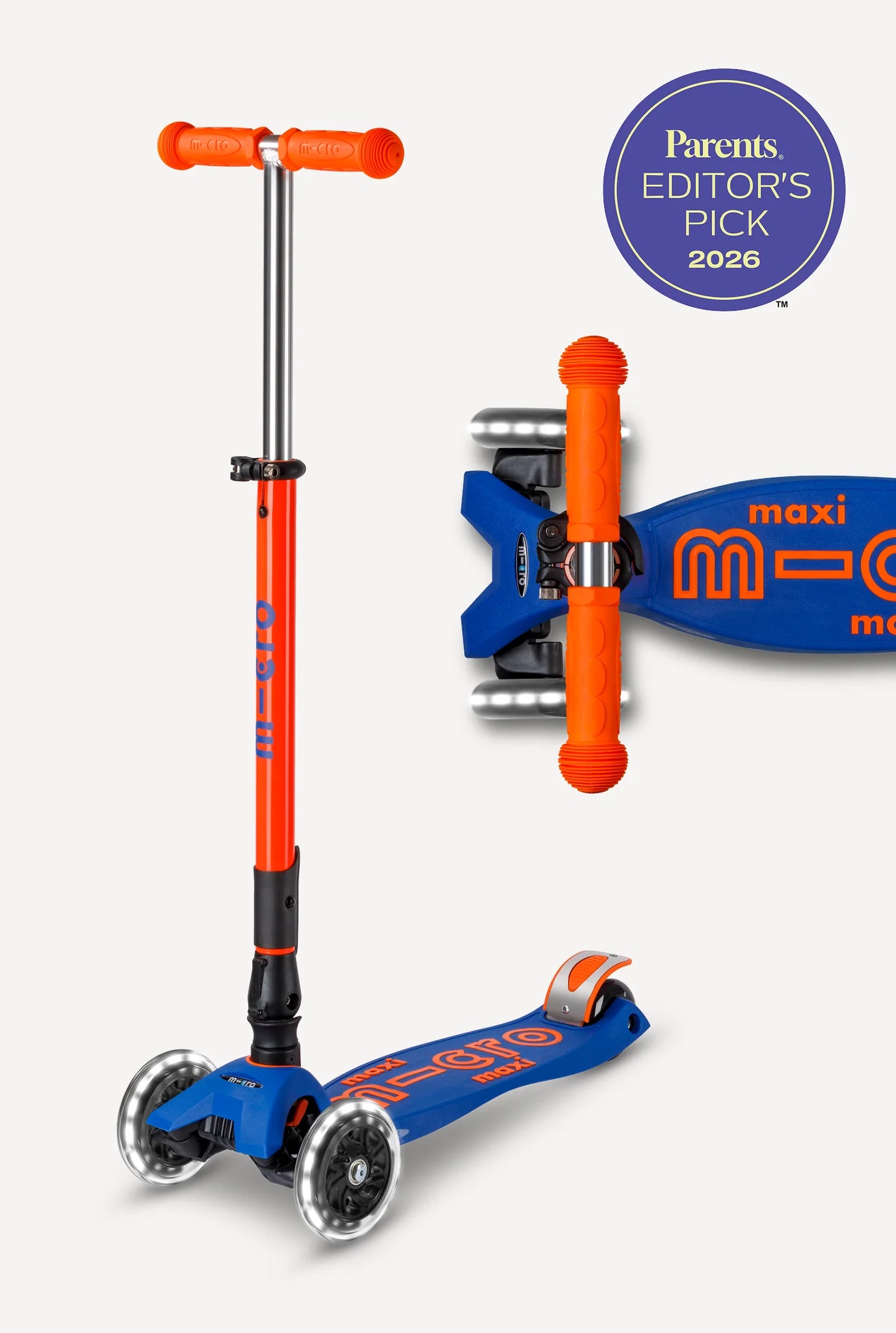 Micro Maxi Foldable LED Scooter Navy/Orange