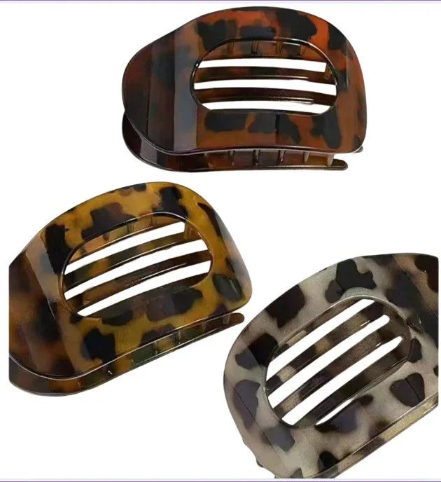 Tortoise Round Flat Hair Claw