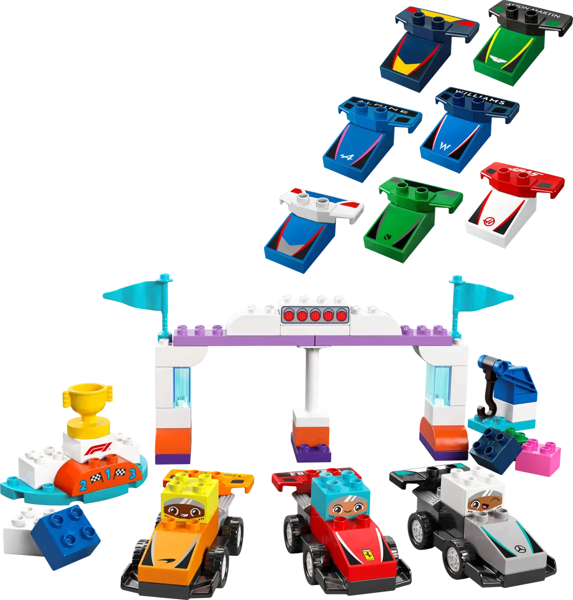 Lego Dupol F1 Team Race Cars & Drivers