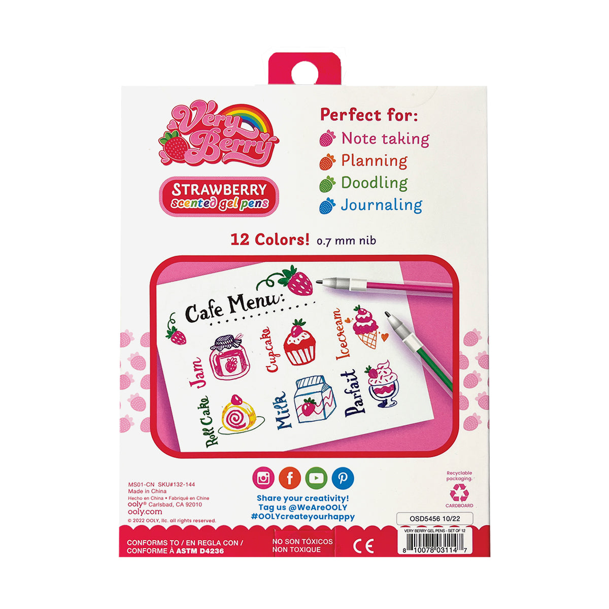 Strawberry Gel Pens 12pc