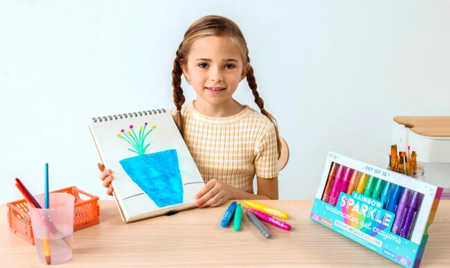 Sparkle Gel Crayon 12 Pc