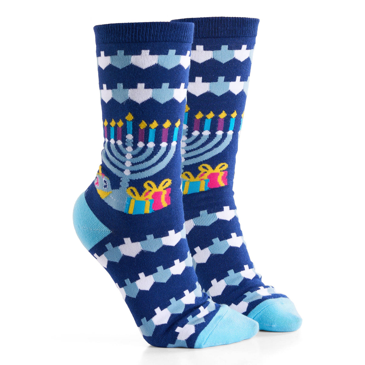 Chanukah Socks, "Ugly Sweater", Cotton Blend, Adult Crew in a Gift Box