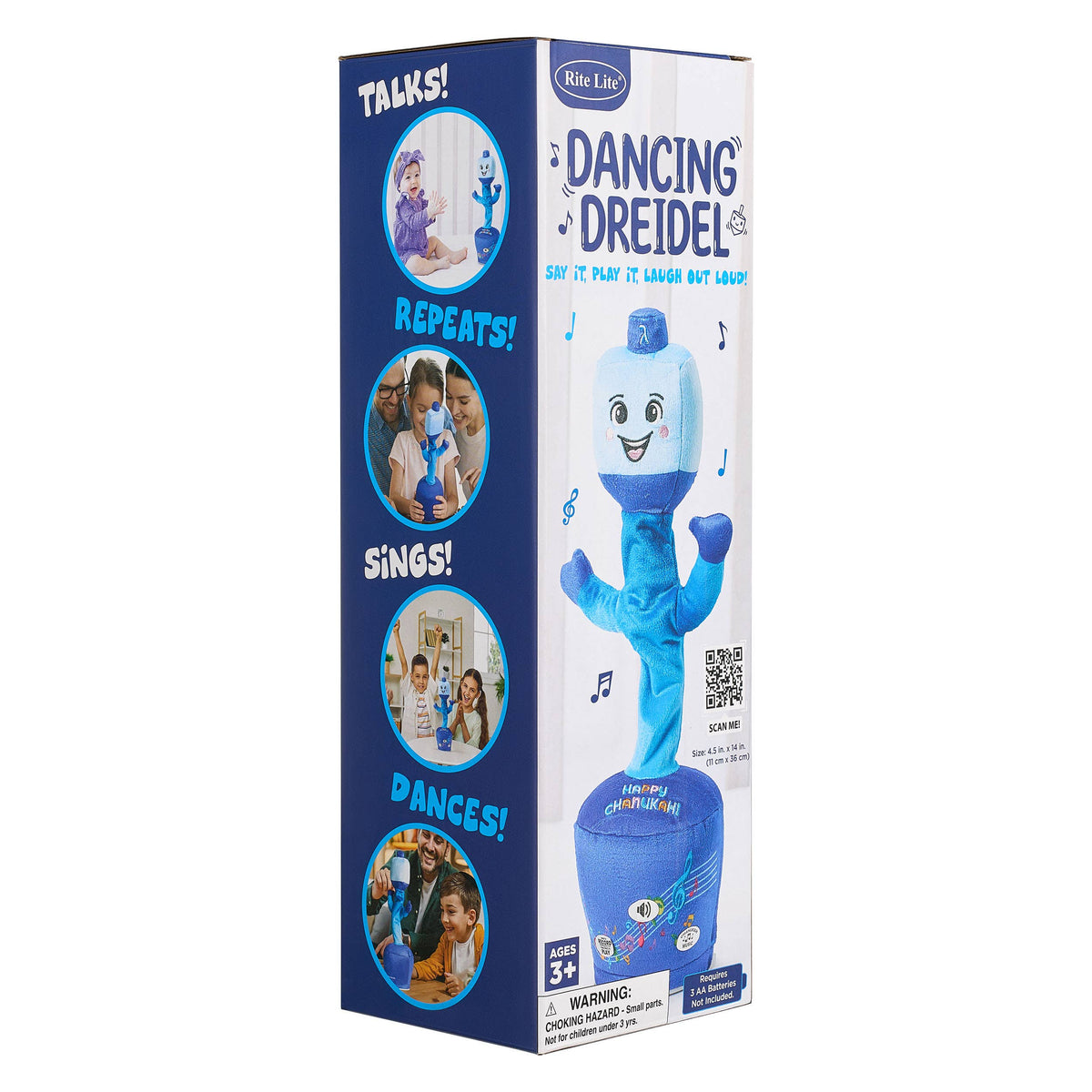 Dancing Dreidel - Sings 6 Chanukah Songs & Can Record Your Own 🔋3AA