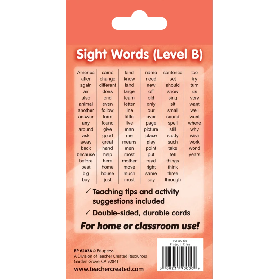 Sight Words B Flash Cards