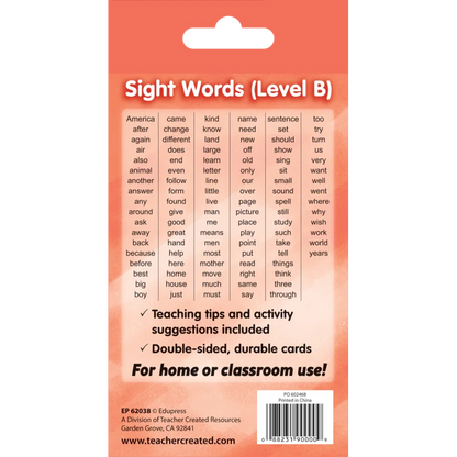 Sight Words B Flash Cards