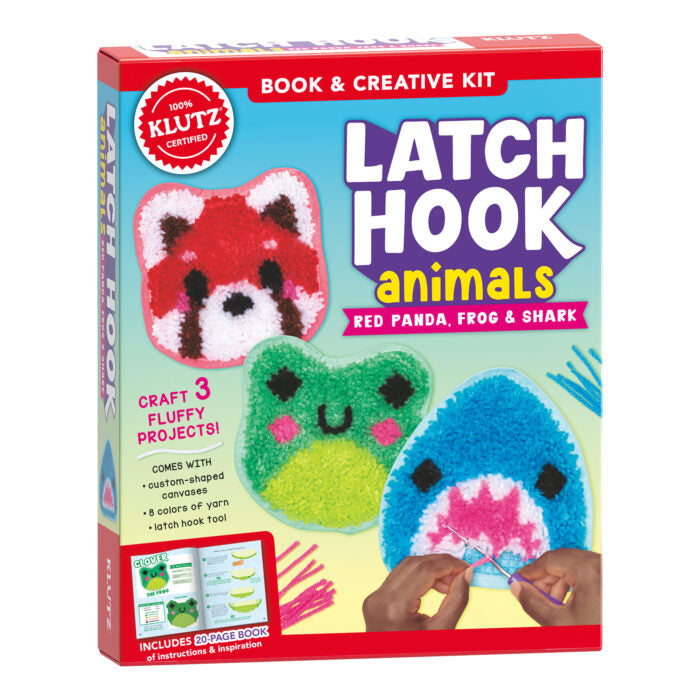 Latch Hook Animals: Red Panda, Frog, & Shark