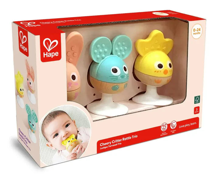 Hape Cheery Critter Rattle Trio