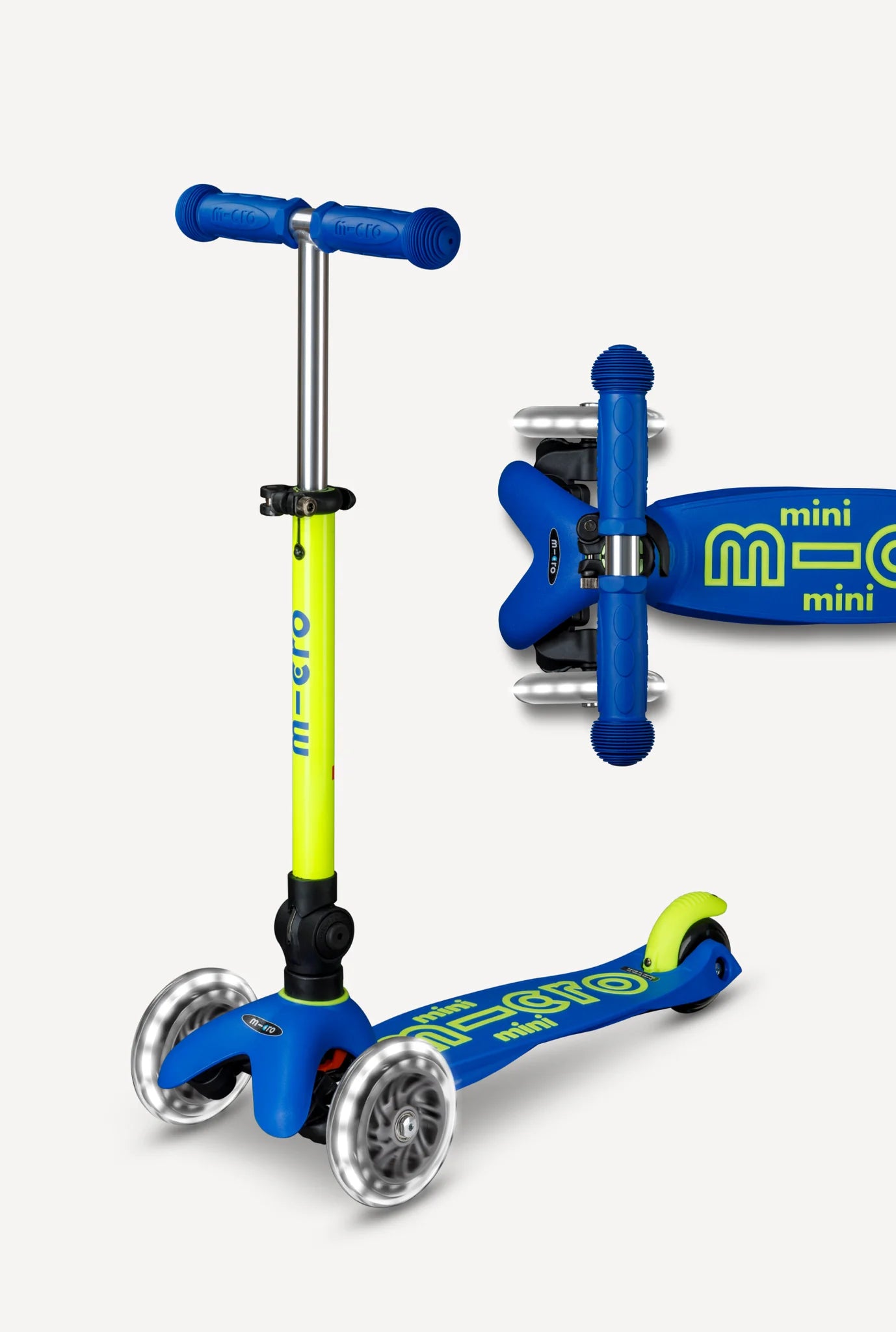 Micro Mini Foldable LED Blue/Yellow Scooter