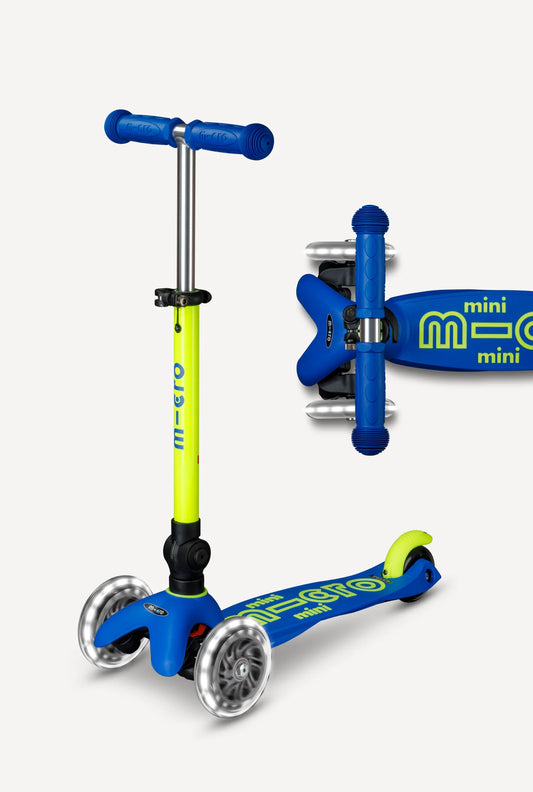 Micro Mini Foldable LED Blue/Yellow Scooter