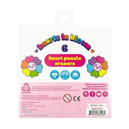 Hearts In Bloom Erasers Set of 6