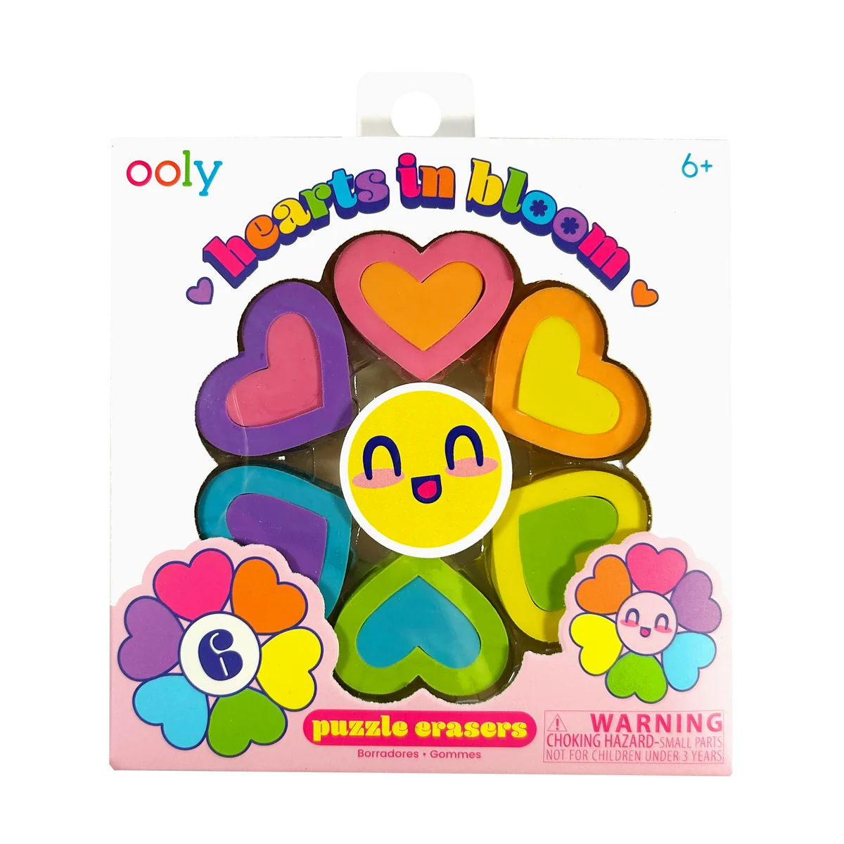 Hearts In Bloom Erasers Set of 6