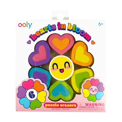Hearts In Bloom Erasers Set of 6