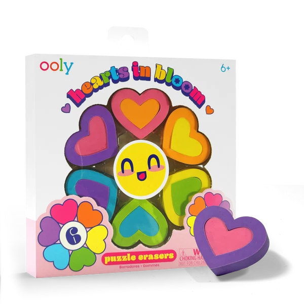Hearts In Bloom Erasers Set of 6