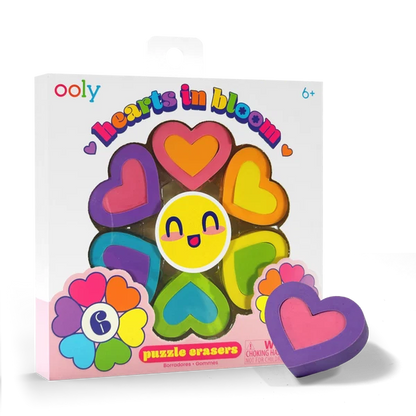 Hearts In Bloom Erasers Set of 6