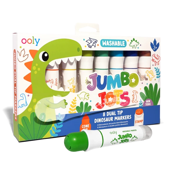 Jumbo Jots Dual Tip Dinosaur Markers Set of 8