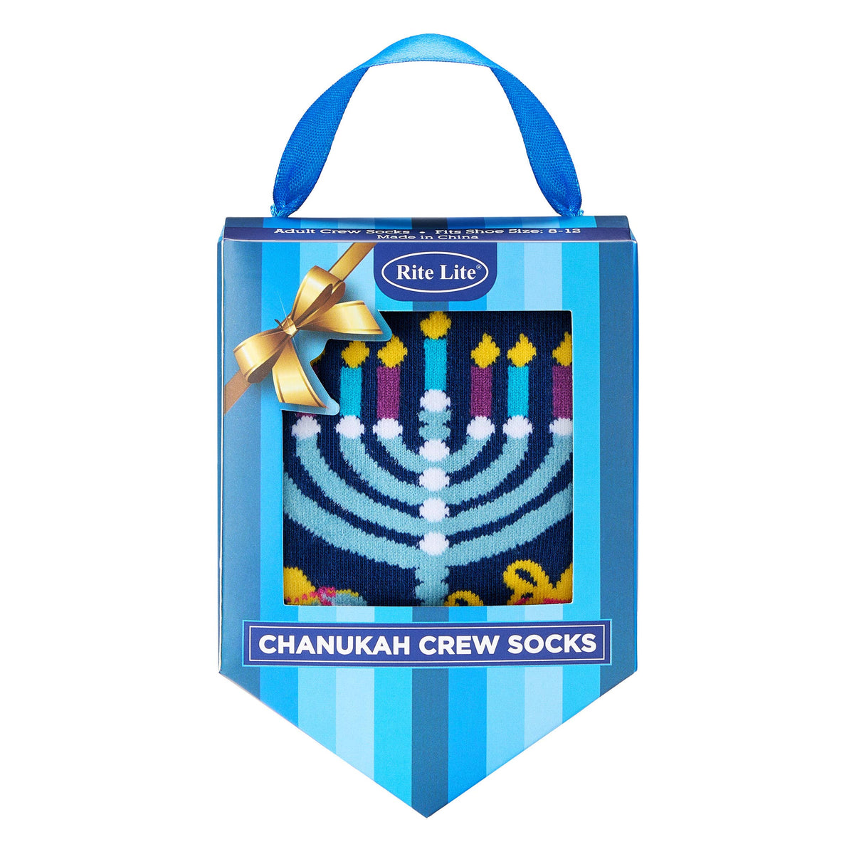 Chanukah Socks, "Ugly Sweater", Cotton Blend, Adult Crew in a Gift Box