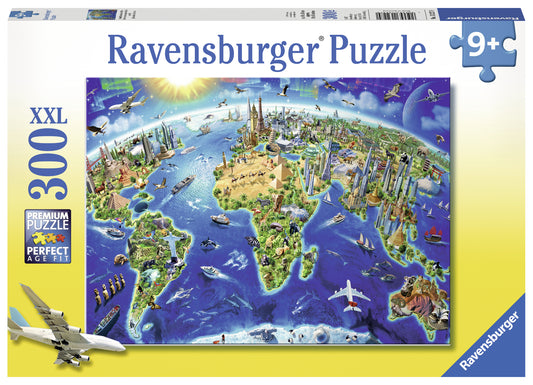 300pc World Landmarks Map
